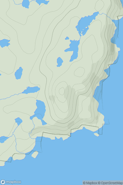 Thumbnail image for Beinn Mhor [Lewis and Nearby Islands] [NB425244] showing contour plot for surrounding peak